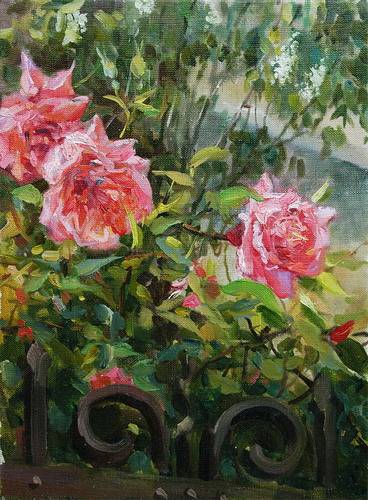 Painting Azat Galimov.Roses in the Garden.