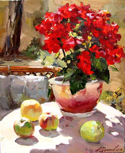 Painting Azat Galimov.Still Life with Begonia.