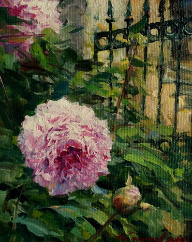 Painting Azat Galimov.At the garden fence.