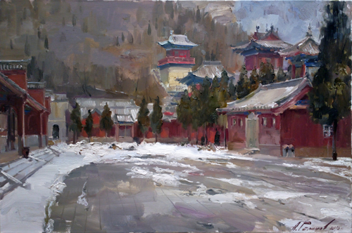 Painting.Azat Galimov. Artwork In the monastery, Good cloud.