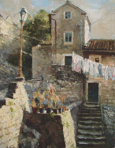 Painting.Montenegro. Kotor. On the way to the Citadel.