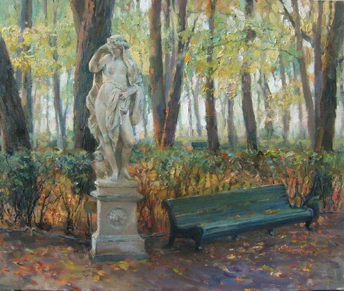 Painting Azat Galimov.Summer Garden. Autumn.