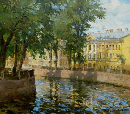 Painting Azat Galimov.Canal Griboedova on a sunny day