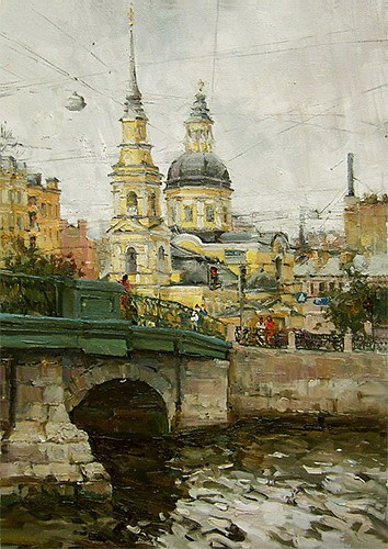 Paintings Azat Galimov. View of the Church of Simeon and Anna