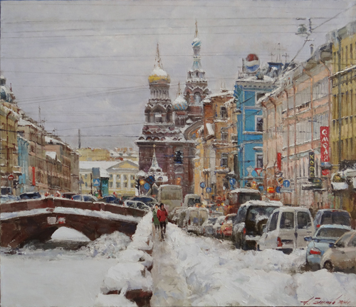 Paintings Azat Galimov. From city life. Winter. Peter
