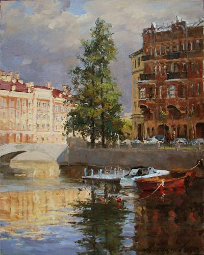 Paintings Azat Galimov.Griboyedov Canal. Reflection