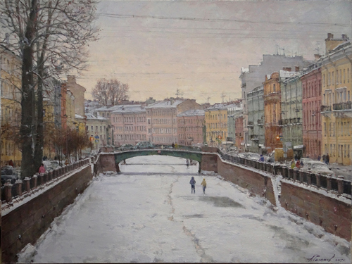 Paintings Azat Galimov. Evening light. The Griboyedov Canal.