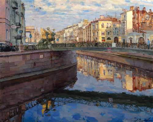 Paintings Azat Galimov.Bank Bridge. Reflections.