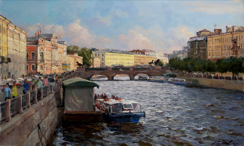 Paintings Azat Galimov.Evening Fontanka river.