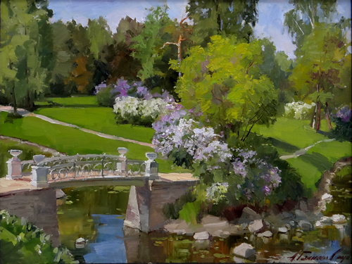 Painting by Azat Galimov.Spring day in Pavlovsk.