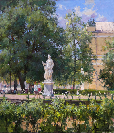 Painting Azat Galimov.Spring in St. Petersburg. Pavlovsk.