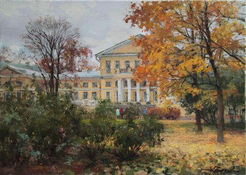 Painting by Azat Galimov. Yusupov Palace. View from the garden. 