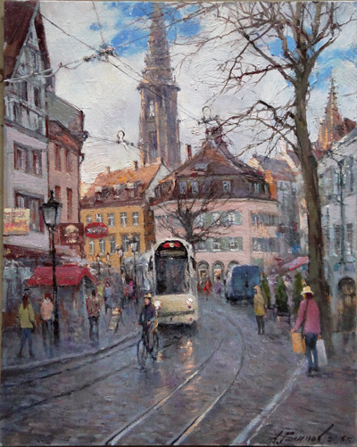 Painting by Azat Galimov. Freiburg in the early spring. Germany.