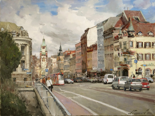 Painting by Azat Galimov. Noon. Freiburg. Germany.