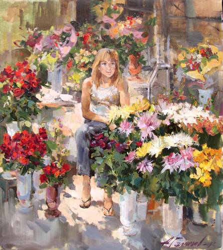 Painting A.Galimov In anticipation of happiness ...Flower-girl from Varna. 
