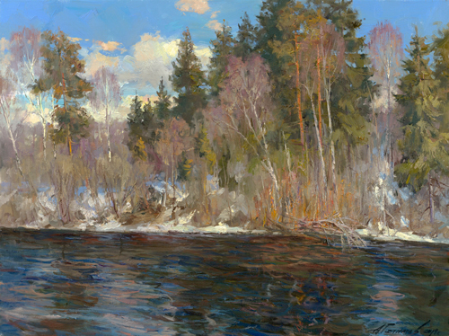 Painting by Azat Galimov. Spring waters. 