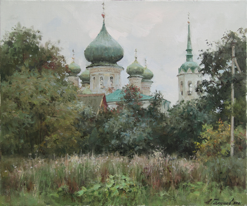 Painting by Azat Galimov.On Malysheva Mountain. Old Ladoga. 