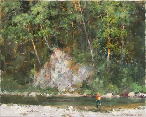 Painting by Azat Galimov. On the banks of the Chusovaya River