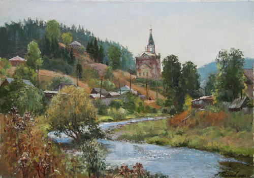 Painting by Azat Galimov. Light in cold crystal. Kyn River