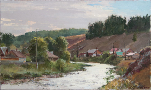 Painting by Azat Galimov. In the valley of the river Kyn. Ural