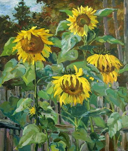 Painting by Azat Galimov.Nemyatovo. Sunflowers.