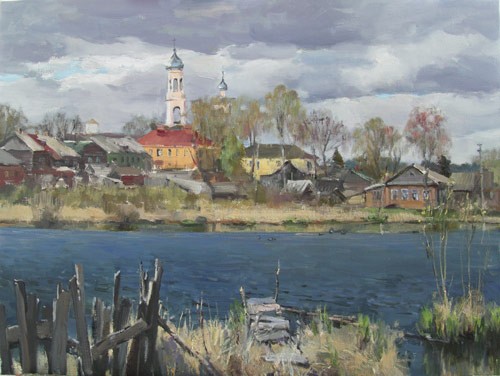 Painting by Azat Galimov.Valdai. dark Water.
