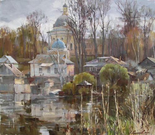 Painting by Azat Galimov.Valdai. Silver light.