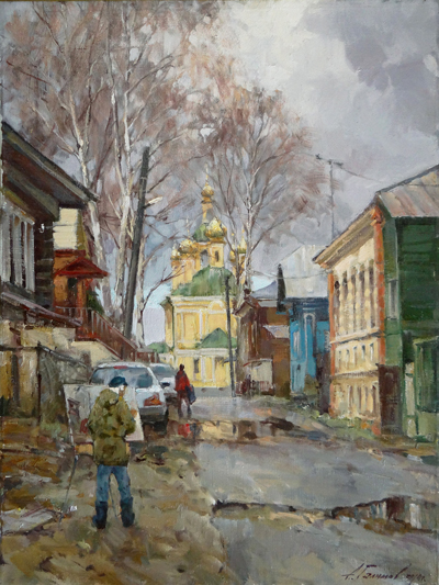 Painting by Azat Galimov. Ples. Spring etudes.