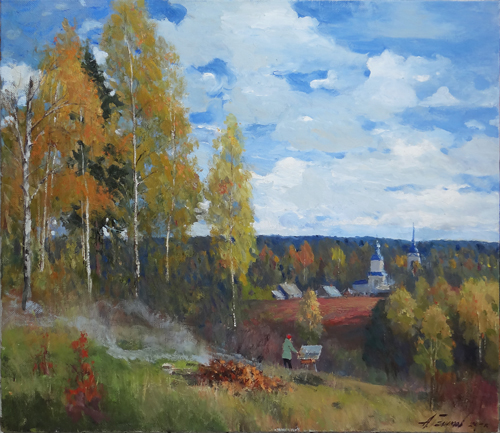 Painting by Azat Galimov. The sky above Yazhelbitsy.
