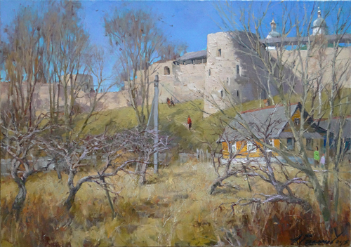 Painting by Azat Galimov.Spring in Izborsk.
