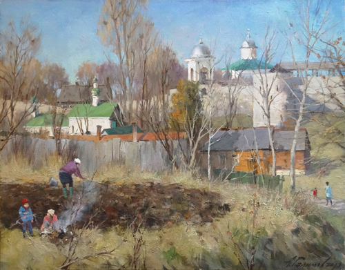 Painting by Azat Galimov. Izborsk weekdays. Potato.