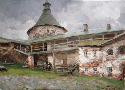 Painting by Azat Galimov.  South yard of Solovetsky monastery.