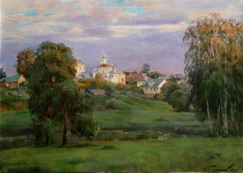 Painting by Azat Galimov. Quiet evening. The Klobukov monastery, City Kashin.