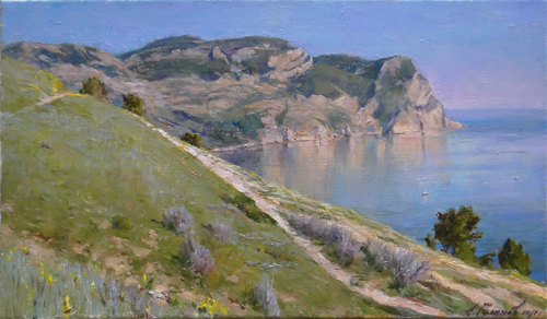 Painting by Azat Galimov.  Crimea. A view of Cape Aya .