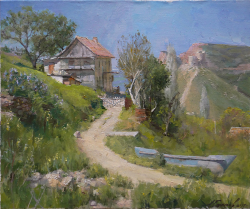Painting by Azat Galimov.On a fine day. Balaklava, Crimea.