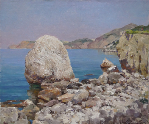 Painting by Azat Galimov.Coastal stones. Cape Aya. Crimea.
