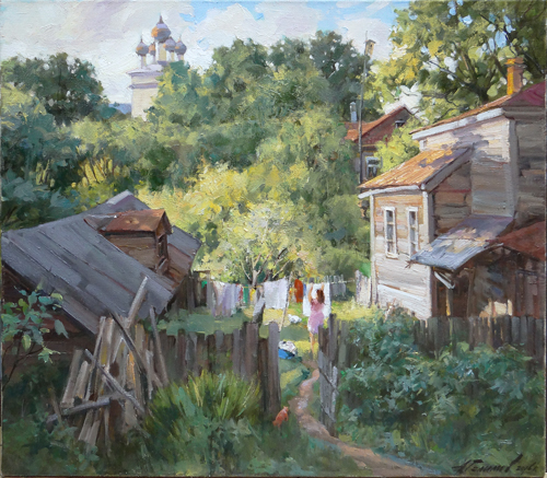 Painting by Azat Galimov.From the life of the province. Morning, Kashin.