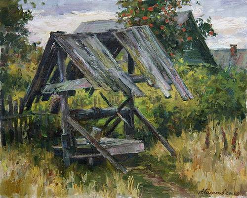 Painting by Azat Galimov.Old pit in Nemyatovo.
