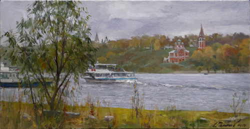 Painting by Azat Galimov.On the banks of the Volga River. Tutayev.