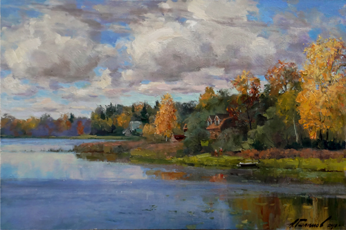 Painting by Azat Galimov.Autumn goodbye with clouds. 