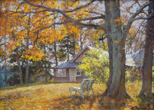 Painting by Azat Galimov.The light of the golden day. Academic Dacha. 