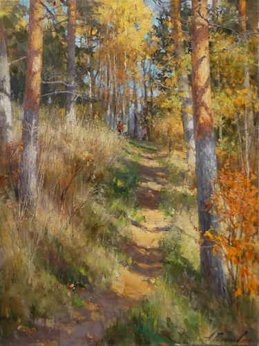 Painting by Azat Galimov.Sun and pines. Vyshny Volochek. 